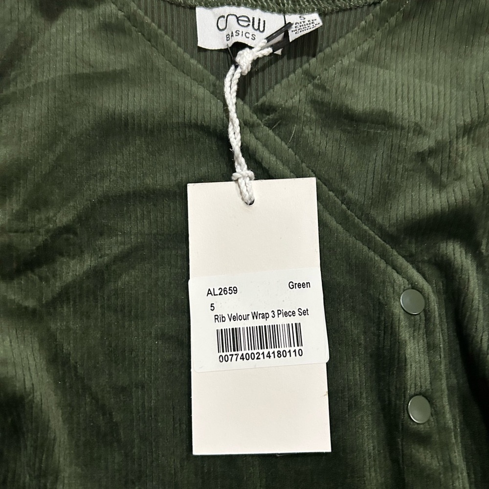 Crew Basic Ribbed Velour Wrap Set in Olive size 5 - Picture 4 of 6